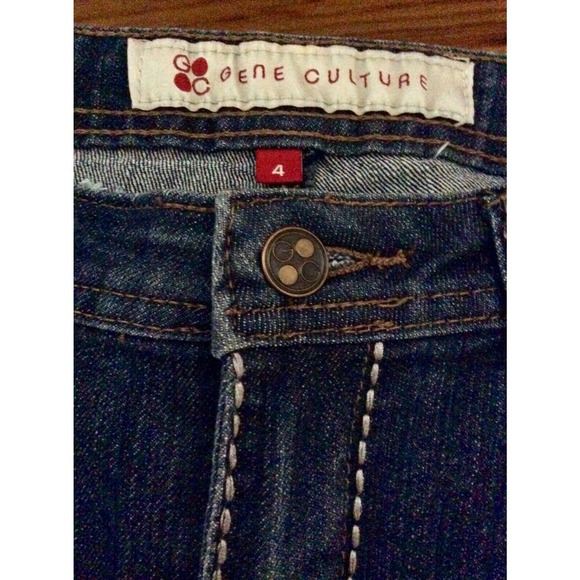 "Gene Culture"BLINGED Denim Mid Rise Boot Cut Dark Wash Women Jeans 31"x31" Sz4 - Picture 3 of 12